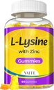 L Lysine Gummies 1000mg with Zinc - Supports Skin, Lip, Vegan, Gluten Free, 60 Chewable L-Lysine for Adults, Vitamins Tissue Health & Immune System, Amino Acid & Complex Supplements, Non-GMO