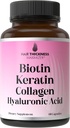 Biotin + Keratin + Marine Collagen + Hyaluronic Acid, 4-in-1 发芽生长维生素,配有 10000mcg 生素卡普尔, 毛发脱节的男女混合体
