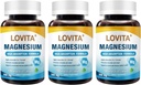 Lovita Triple Magnézium Complex 500 mg, magas abszorpció és potencia Formula, Glicinate, Citrate & Oxide, Support Sleep, Relaxation, Heart, Nerves & Bone Health, 180 Vegan kapszula (3-as csomag)