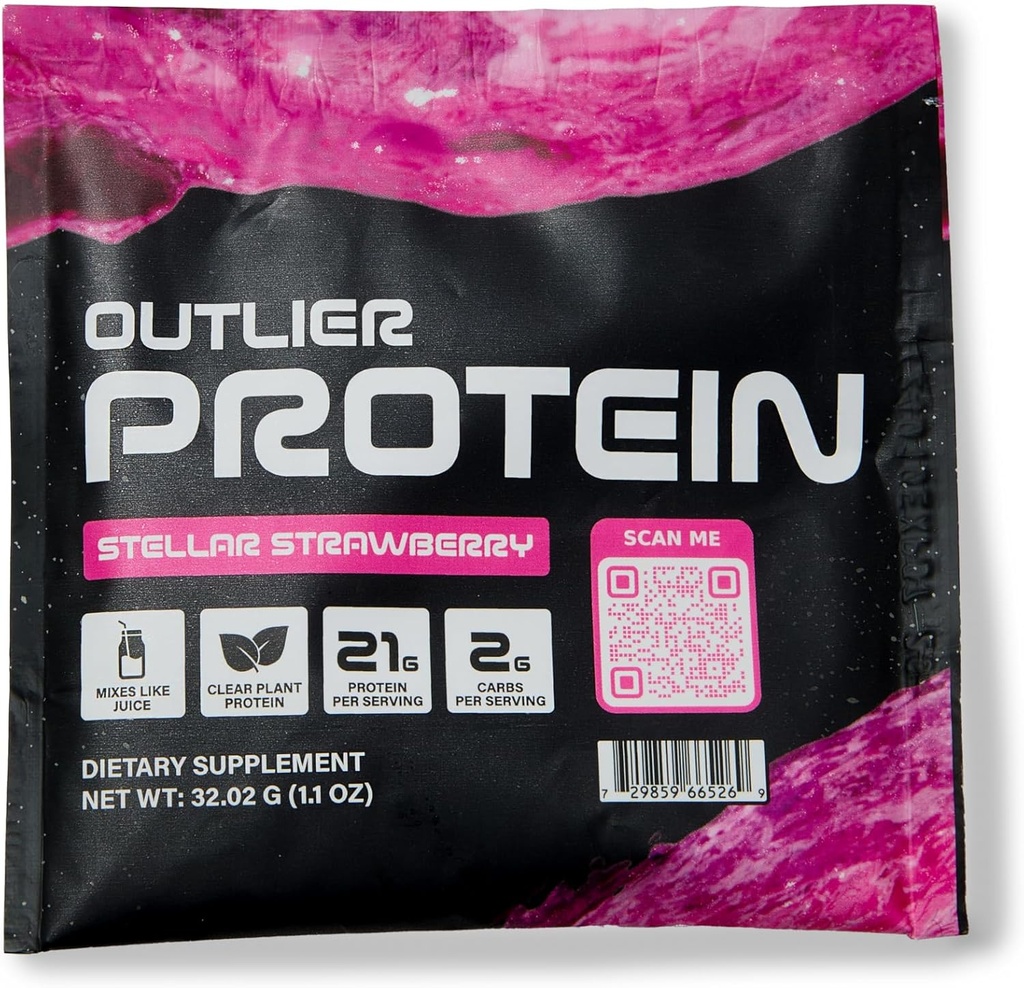 Planta Based Clear Protein Strawberry - Vegetarian & Vegan - Fácil de Digest, Sem glúten, Açúcar, Leite Livre, Soja Livre (25 Pacotes de serviço único, Morango)