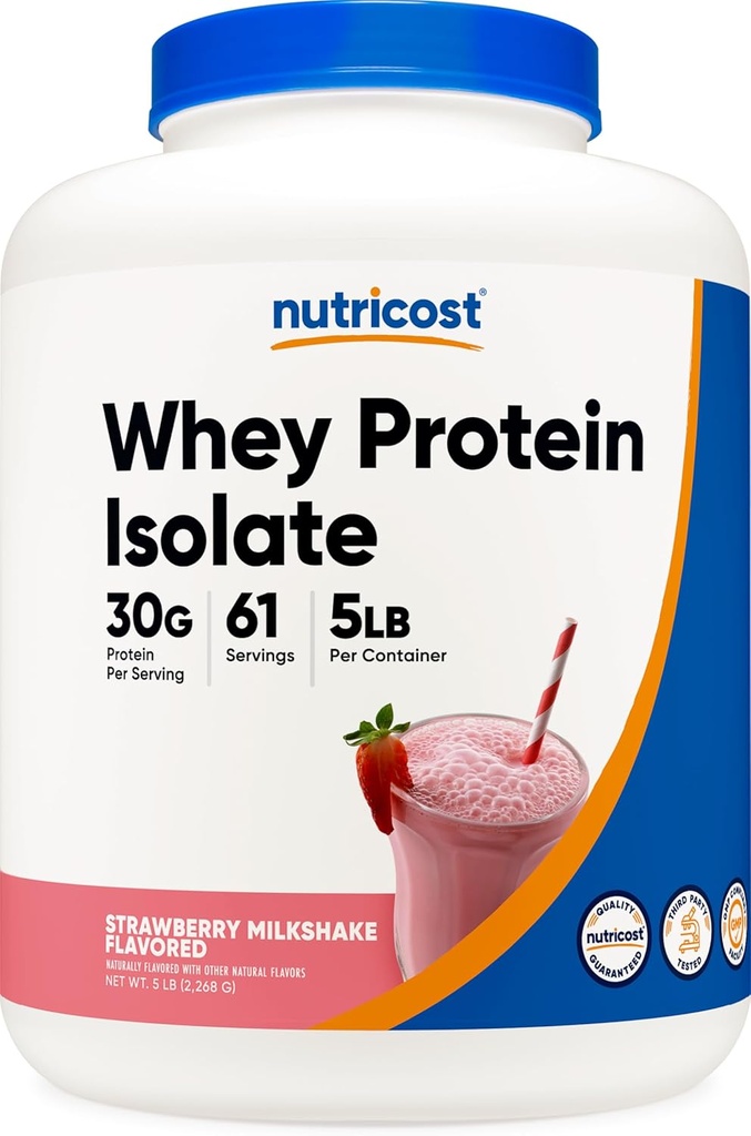 Nutricost Whey Protein Isolate (клубничный молочный коктейль) 5LBS