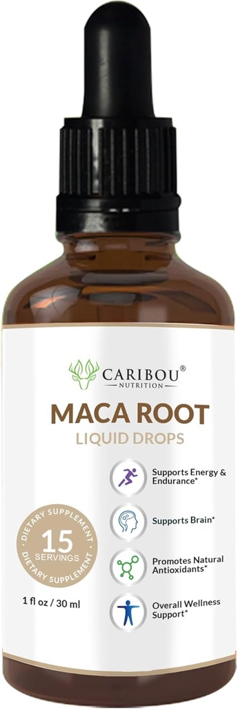 Maca Root Liquid Organic Drops | Maca Root Extract | Maca Supplement for Enhanced Mood & Vitality | Vegan, Non-GMO, Gluten & Alkohol Free | 1 Fl Oz