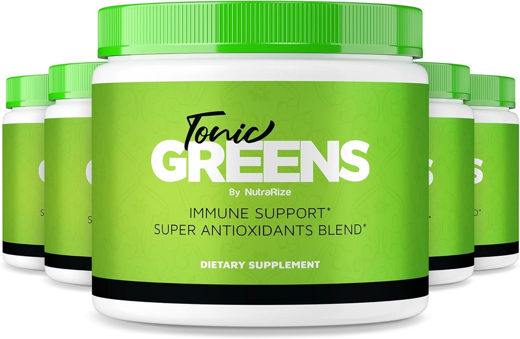 (5 Paket) Tonic Greens, All- Natural Suplemen dalam Jar untuk Dukungan Imunitas, TonicGreens, cara yang lezat untuk Detox Tubuh, Tonic Green Powder untuk Kesehatan dan Review Wellness (150 Pelayan)