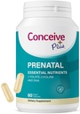 Conceive Plus Prenatal Vitamins for Women Supplement - Multivitamin With Folic Acid for Pregnancy Vegan, Choline, Iron - Pre Natal Vitamins DHA, Non GMO - Maternity Vitamin for Brain & Eye 60 Capsules