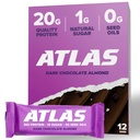 Atlas Bar - 20 g Protein, 1 g Sugar, 0g Seed Oils, 0g Sztuczne Sweetenery (Dark Chocolate Almond, 12 Count)