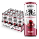 Optimum Nutrition Amino Energy Sparkling Hydration Пит, Electrolytes, кофеїн, Амінокислоти, BCAAs, Sugar Free, Соковита вишня, 12 Fl Oz, 12 Pack (Packaging May Vary)