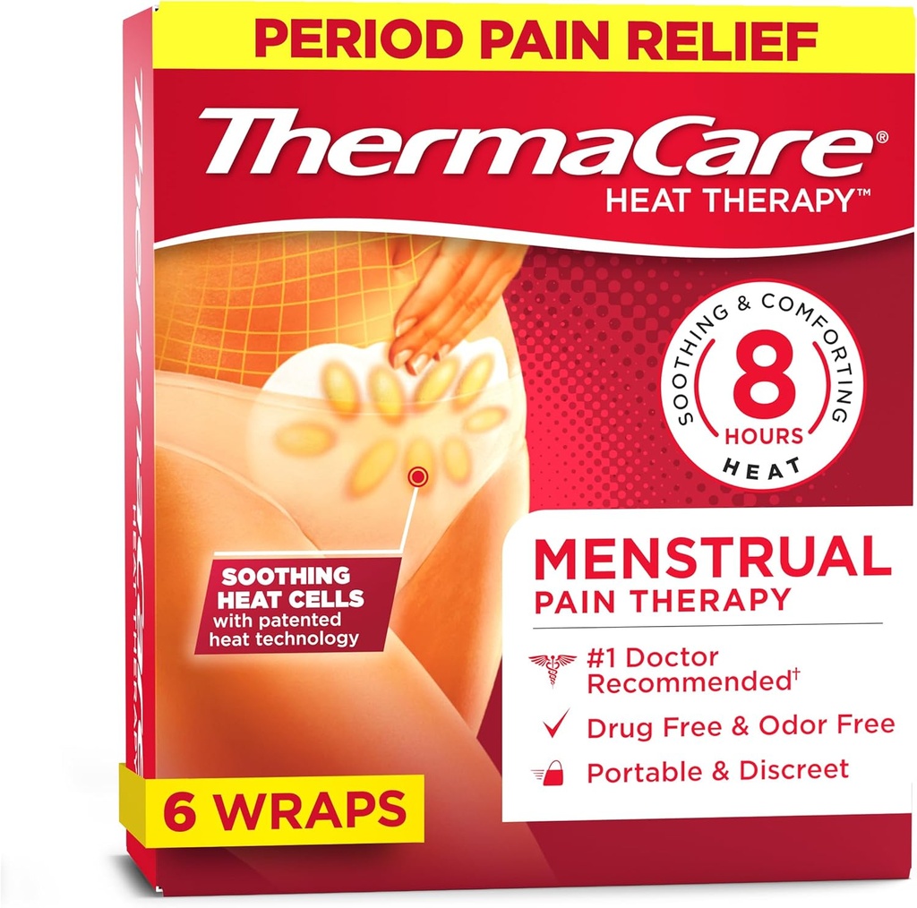 TermaCare Menstruelle varmelegemer - Portable, Adhesive HeatWraps til Periode Cramp & Backache Relief - Discreet, Cord- Free Heat Therapy - Op til 8 Timer Relief