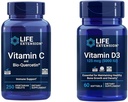 Extensão de vida Vitamina C & Quercetin Plus Vitamina D3 5000 UI - 250 Comprimidos Vitamina C Imune Support Plus 60 Vitamina D3 Softgels para a saúde óssea, cerebral e imunológica