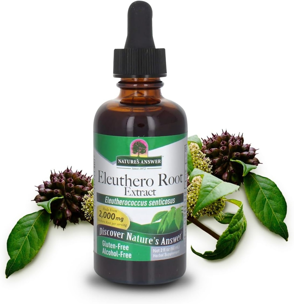 Nature 's Jawaban Alcohol- Free Eleuthero Root, 2- Fluid Ounces 124; Vegan 124; Tidak ada Ekstrak Pengawet Bebas