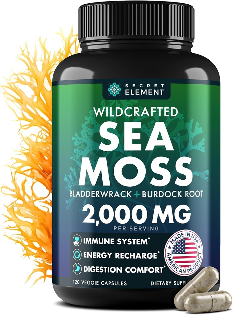 Sea Moss Capsules - İmmunity, Gut, & Energy - Superfood Sea Moss Supplements w/Raw Sea Moss Toz - 120 İrlandiya Seamoss Pills