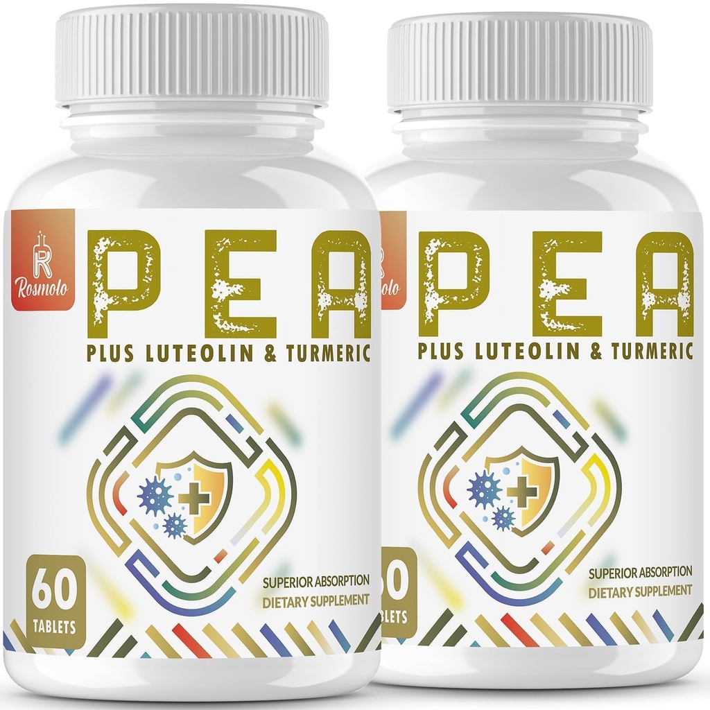 1500 MG Palmitoylethanolamide with Luteolin 98% & Turmeric, High Absorption, Micronized Pea Supplement for Discomfort Management- USA Made - 120 Tablets
