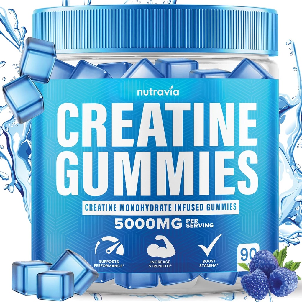 5g Creatina Monohidratoa gizon eta emakumeentzako, Indarra, Endurance, Muscle Instantized Creatine, Micronized Clean HCL Balanced Creatina Monohidratada en Polvo (90 Gummies)