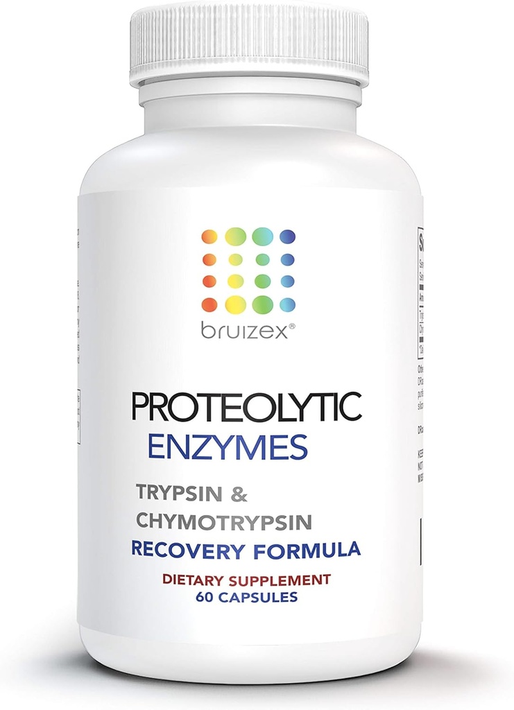 Bruizex Proteolytic Enzymes sometida Trypsin & Chymotrypsin Recovery Suplemento para Tissue Trauma, Bruising, Swelling ← Immune System Support ← 60 Caps