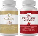 Garlic & Apple Cider Vinegar Capsule Bundle(每个100个Capsules),无添加剂或填充剂,实验室验证