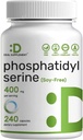 Fosfatidylserin Supplement, 400mg Servering, 240 kapslar - Soja fri solros Lecithin Source