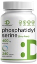 Phosphatidylserine Supplement, 400mg Serving, 240 Capsules – Soy Free Sunflower Lecithin Source