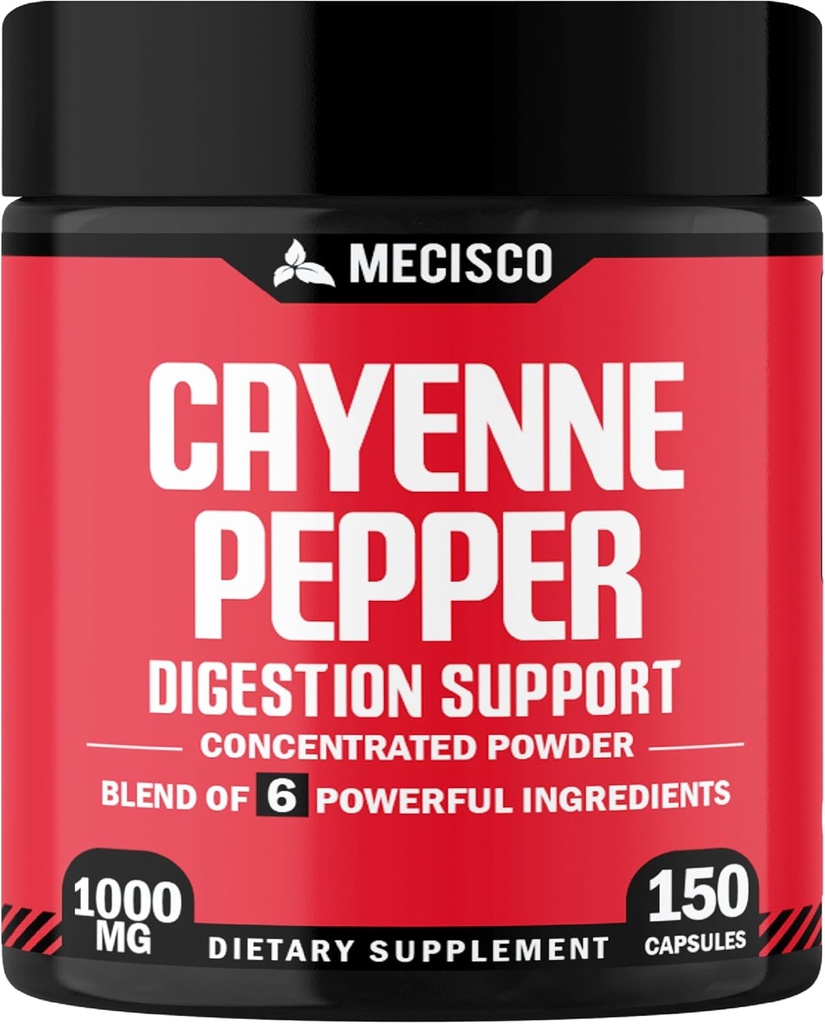 Cayenne Pepper Capsules con Ginger Root, Beet Root e Black Pepper e More - 150 Capsules
