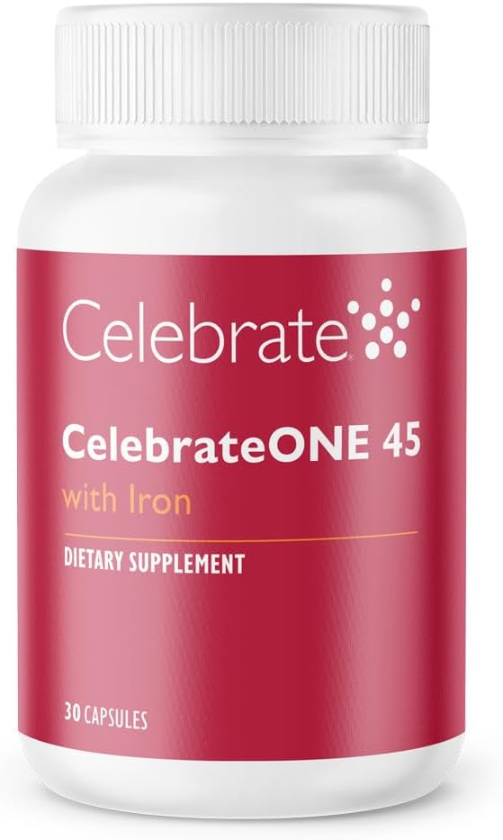 Celebrate Vitamins CelebrateONE 45, 45mg Iron - once Daily Bariatric Multivitamin, Essential Vitamins " Minerals - Gastric Bypass " Sleeve Gastrectomy supplement (30 Capsules)