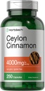 Horbäach Ceylon Cinnamon Capsule 4000mg | 250 Count | Non OGM, Gluten Free