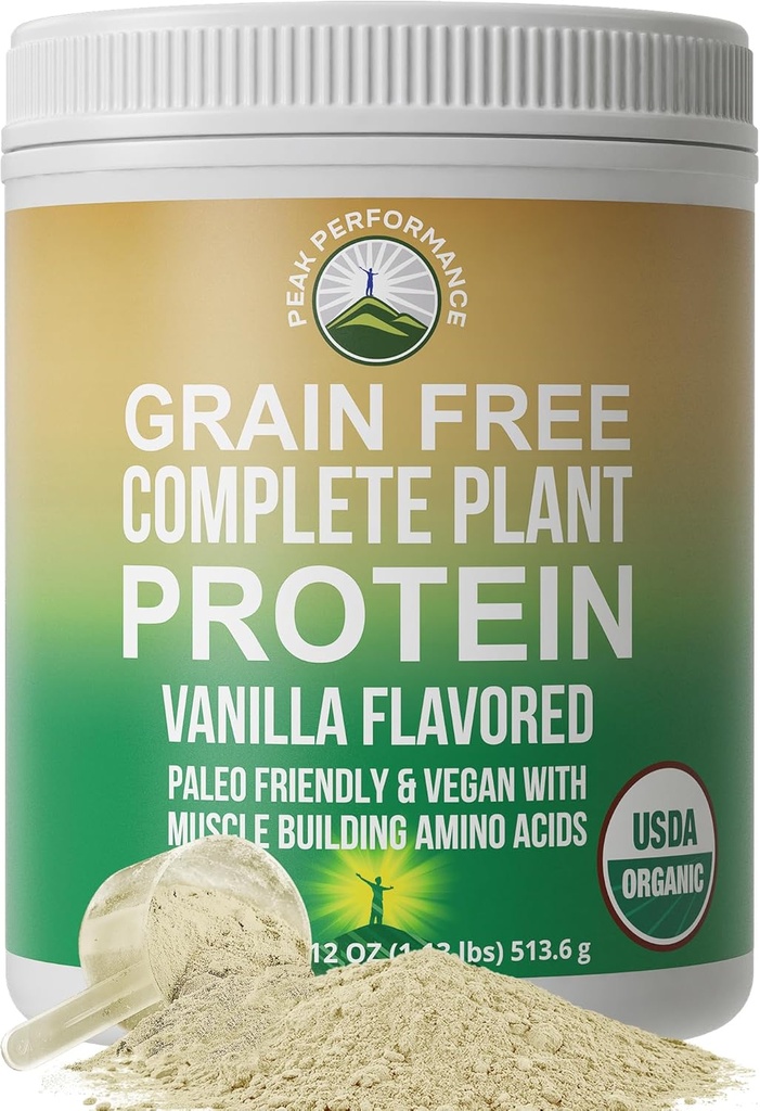 Organic Paleo Grain Free Plant Based Raw Vegan Protein Powder. Amazing Amino Acid Profile és kevesebb, mint 1 g Sugar. Hemp és Pea Protein Vanilla ízesített