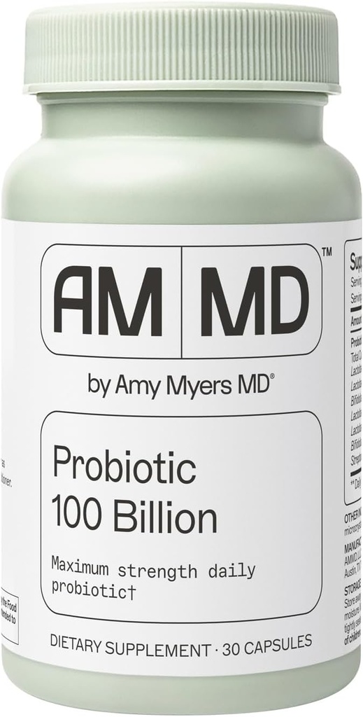 Amy Myers Probiotic Capsules 100 Milyar - Maximum Power Daily Probiotic - Gistrointestinal Suplemen Kesehatan - Hamble & Ammune Support
