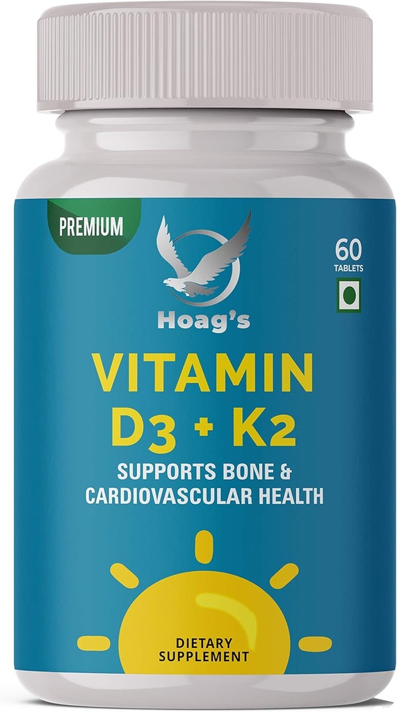 Vitamina K2 (MK7) con D3 Suplemento de ósos e saúde cardíaca Fórmula 5000 IU vitamina D3 e 100 mcg Vitamina K2 MK-7 Fácil de eliminar a vitamina D & K Complex, 60 tabletas