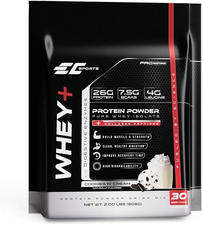 EC Sport Whey+ Protein Powder, Galetes n Cream Beg all w/Diagestive Enzymes - Isote suplementaris, Collage de Pelptides w/Faster Reform - 30 Servings