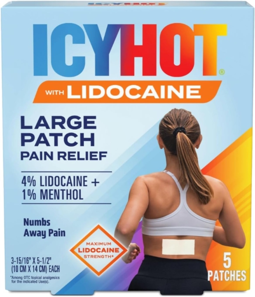 Icy Hot Max Sila Lidokain bolesť Relief Patch (5 Počet) Penetrates for Fast, Targeted Relief