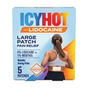 Icy Hot Lidocaine Pain Relief Patches, Numb Aggravated Nerves with Max Strength Lidocaine 4% and Menthol 1%, Fast-Acting Pain Relief for Minor Pain, Backaches, Sprains and Strains, 5 ct.