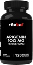 Apigenin 100mg per Serving - 120 Vegetable Capsules - Raw Plant Extract from Chamomile Flower - Non Habit Forming – Active Bioflavonoids & Antioxidants