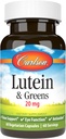 Carlson - Lutein & Greens, 20 mg, Vision Support & Acu funkcija, Antioksidants, 60 Veģetārās kapsulas