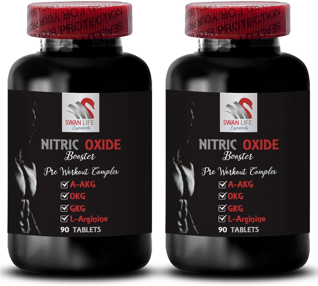 Calcium alpha-cétoglutarate - NITRIC OXIDE BOOSTER - poudre d'oxyde nitrique L-arginine, pompe musculaire, entraînement de résistance, force d'exercice, stimulation athlétique, supplément GKG 2 flacon 180 comprimés