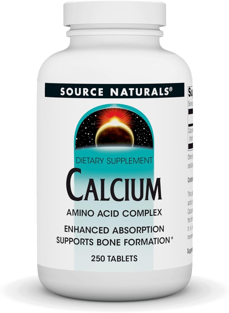 Джерело Naturals Calcium, Амінокислотний комплекс- Enhanced Absorption & Supports Bone Form* - 250 таблеток