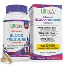 ULTALIFE Blood Pressure Supplements - Advanced Blood Pressure Support Complex with Hawthorn Berry, Hibiscus, Garlic, Forskolin - 14 Vitamins & Herbs, 30 Day Supply in Veggie Capsules
