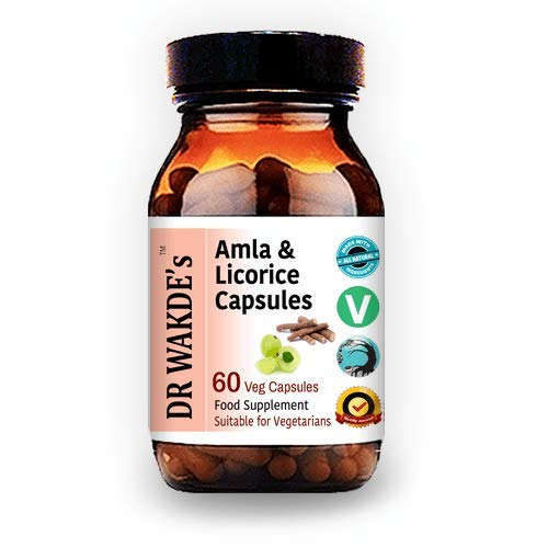 DR WAKDE's Amla & Licorice Capsules (60 Veg Caps, for Acid Indigestion, Ayurvedic Supplement, Vegan, Herbal, All Natural, Made in UK)