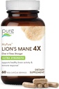PURE ESENCE LABS MyPure Lion's Mane 4X - Ultra Putere Brain Supplement with 6:1 Hot Water Extract & 10:1 Extract pentru Cognitive Health, Focus, Memory & Mental Clarity, 60 Capsule