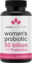 Luma Nutrition Probiotics for Women with Prebioics - 50 Billion CFU - Công thức hóa các bản tóm tắt, Imune & Feminine Progine - 60 Capsules