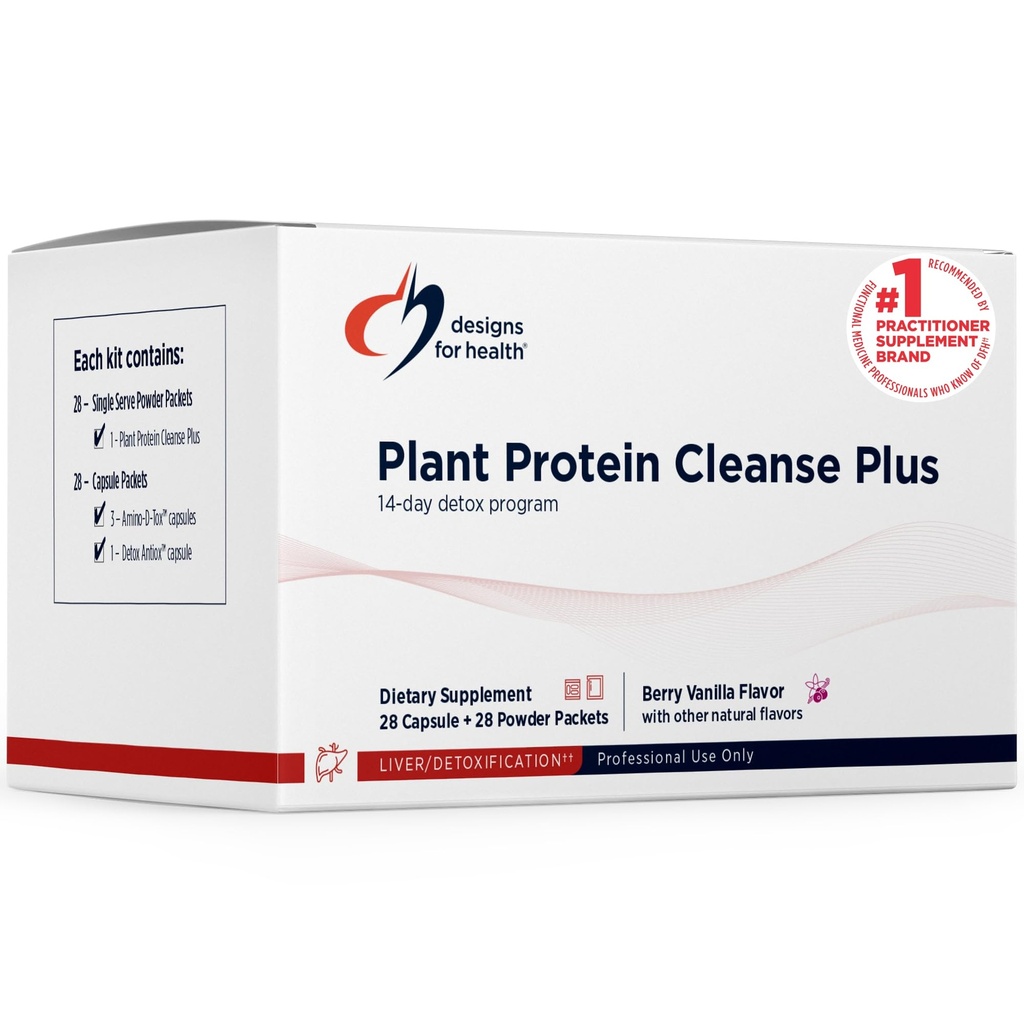 Designs for Health Plant Protein Cleanse Plus 14 Day Detox Program - Promotes Healthy Liver Function + Metabolic Cleanse with Antioxidants + Herbs, Vegetarian (28 Protein Powder Drink + Vitamin Packs)