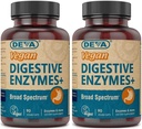 Deva Vegan Vitamins Digestive Enzymes Plus Supplement - A Unique Blend of Enzymes & Herbs - 90 Capsules (Pack of 2) Package May Vary