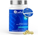CanPrev K2 120mcg với dầu dừa, 120 Softgels 120-Day Cung cấp tăng cường cho sự hỗ trợ của xương xương và răng cưa, chất độc cao K2 để duy trì xương và răng cưa chắc chắn