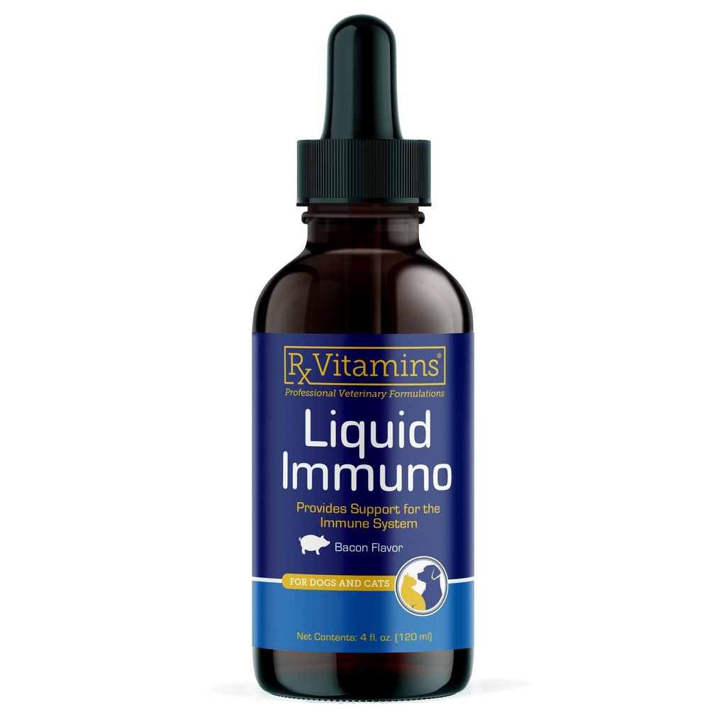 Rx Vitamins Liquid Immuno Dog & Cat Immune Support - Reishi Mushroom Supplement for Dogs & Cats Plus L-Lysine - Ideal Eye Supplements, Immunity Booster Supplements for Pets - 4 oz