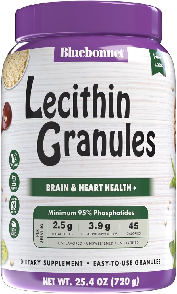Bluebonnet Nutrition Super Earth Lecithin Granules, Derived from non-GMO Soy, Gluten-Free, non-GMO, טבעוני, מוסמך כשר, No Sugar הוסיף, 25.4 oz, 96 משרתים