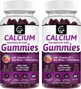 Kaltsium Magneesium Tsink Gummies suure imendumisega Magneesium Glütsinaat Kaalium - Taimekompleks Kaltsium Magneesium 2: 1 suhe, D3 Sea Sammal Luu, Lihased, Immun & Sleep Support, Vegan-2 Pack