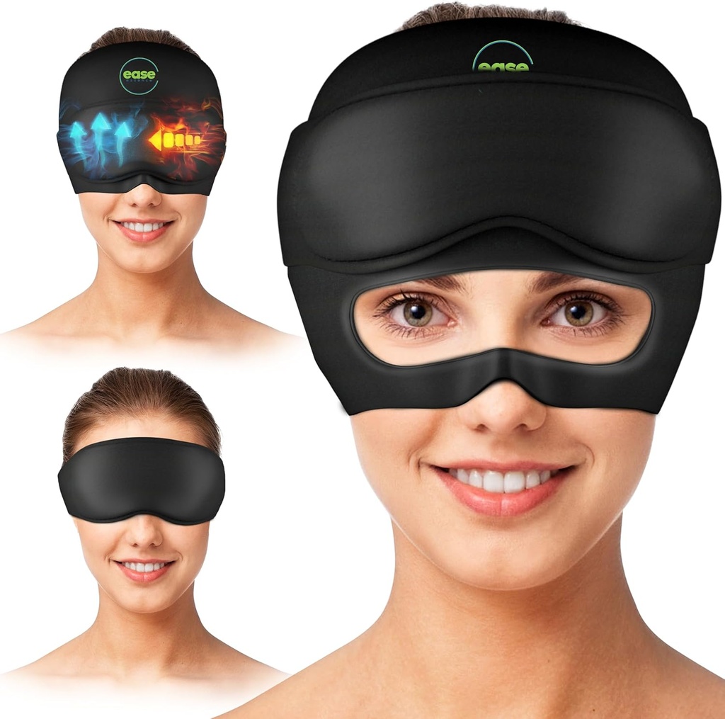 Capac de ajutor pentru migrene - 2 în 1 Capac de ajutor pentru dureri de cap cu masca de ochi detaşabil 20% extra Gel - palarie de dureri de cap pentru migrene - cap rece de gheata Wrap Produse pentru stres, tensiune, mahmur si ochi pufos