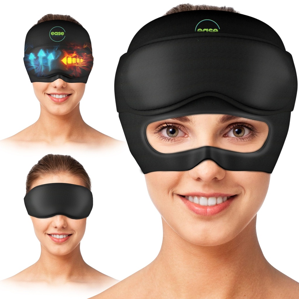 Migraine Relief Cap with Detachable Eye Mask - Headache Relief Cap & Ice Head Wrap, 20% Extra Gel, Odorless - Hot & Cold Reusable for Migraines, Tension, Sinus, Stress, Hangover & Puffy Eyes