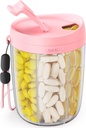 ZIKEE Large Pill Bottle Organizer with Anti-Mixing & Wide Openings Design, Pill Dispenser Holds Monthly Vitamins, Travel-Friendly Supplement Organizer Easy to Fill & Retrieve with the Handle, 20 Labels