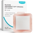 Dimora Silicone Super Absorbent Wound Dressings - Gentle Adhesive Bandages med Ultrasorb Polymer, Heavy Exudate Wound Care Pads 6 "X 6" 10 Packs