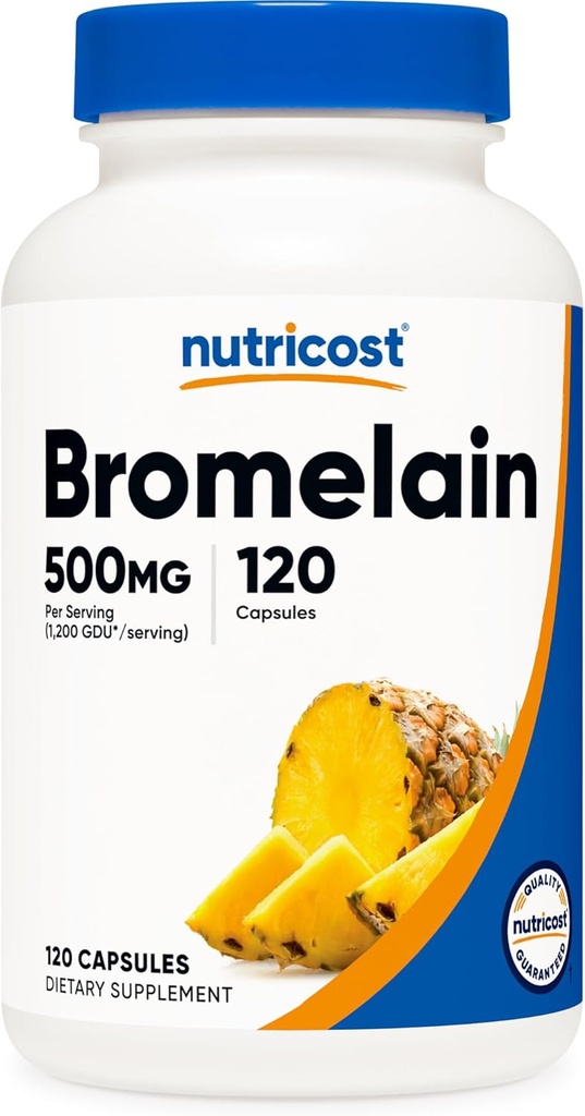Nutricost Bromelain 500mg, 120 Kapsułki wegetariańskie - Bromelain (1200 GDU), Non-GMO, Gluten Free