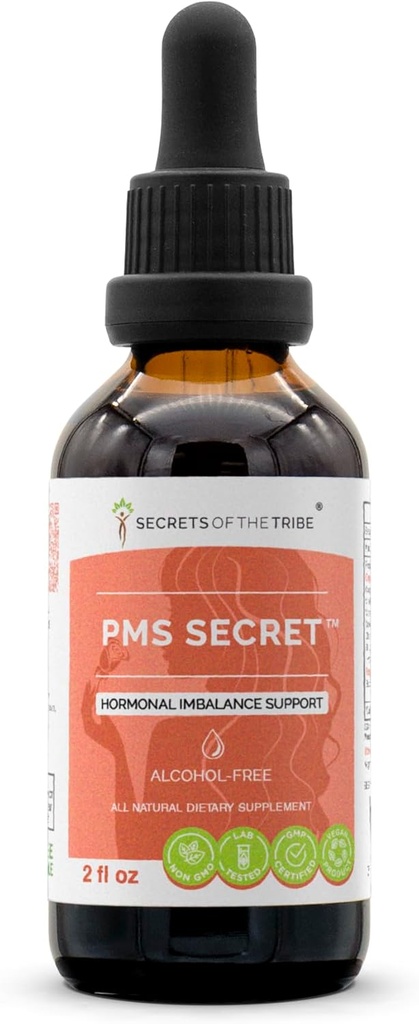 PMS bí mật rượu miễn phí, Glycerite Black Cohosh, Cachth, Vitex, Valerian, Dandelion, Chamomile, St. John's Wart. Cấu trúc, Trích dẫn trực giác, hỗ trợ 2 OZ