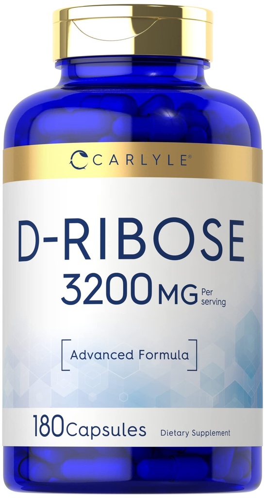 Carlyle D-Ribose Capsules | 3200mg | 180 Pills | Advanced Formula | Non-GMO, Gluten Free Supplement